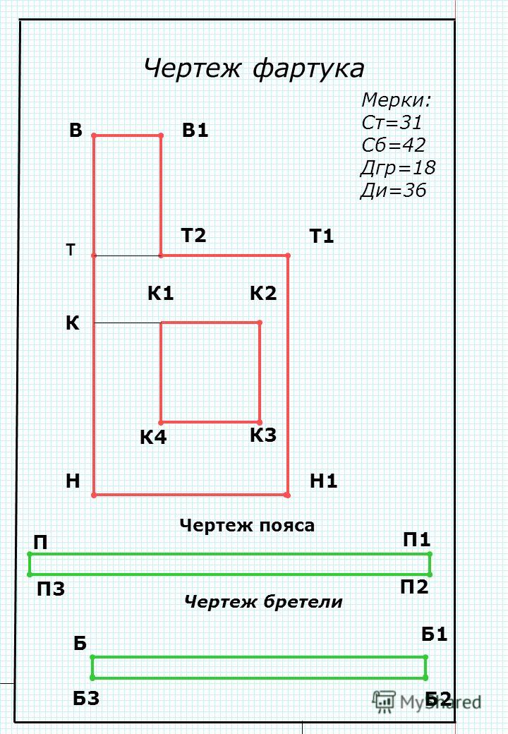 Чертеж фартука без нагрудника 5 класс технология с карманом