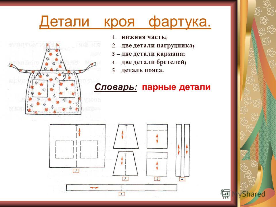 Чертеж фартука на ткани