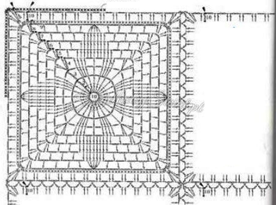 Покрывало на диван крючком квадратами схемы и описание