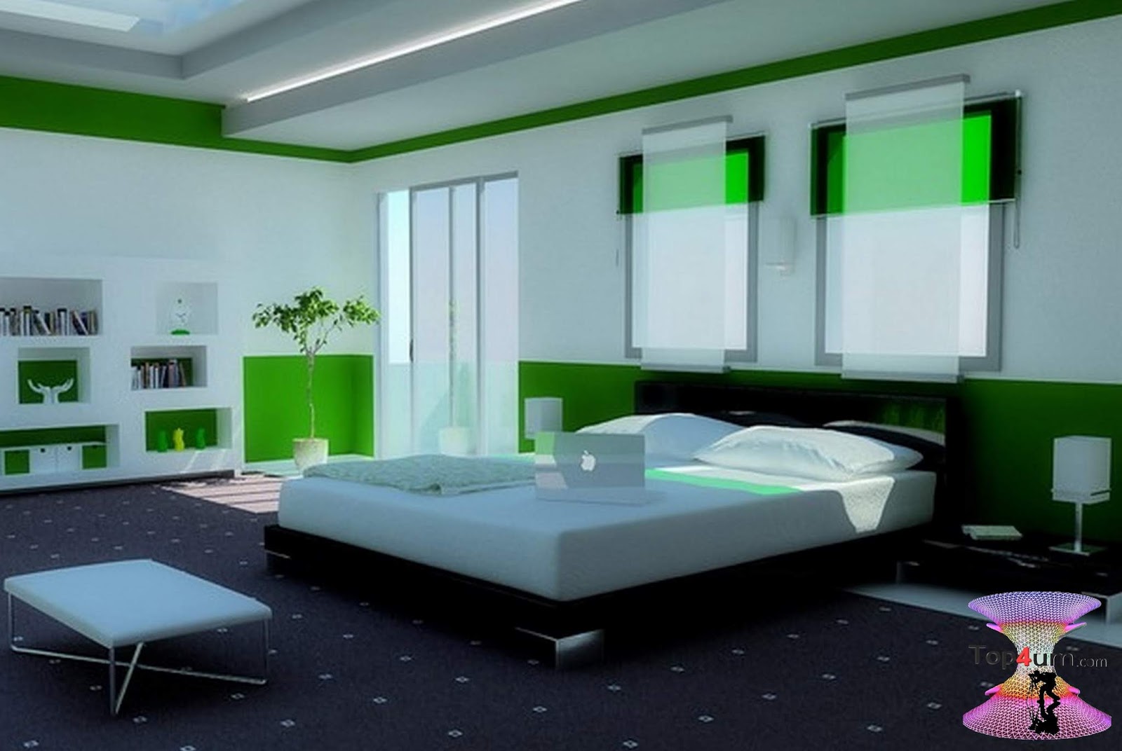 Красивая комната в зеленых тонах