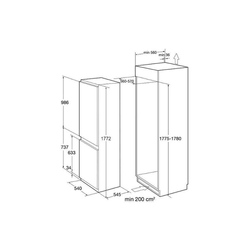 Размеры шкафа для встраиваемого холодильника для кухни