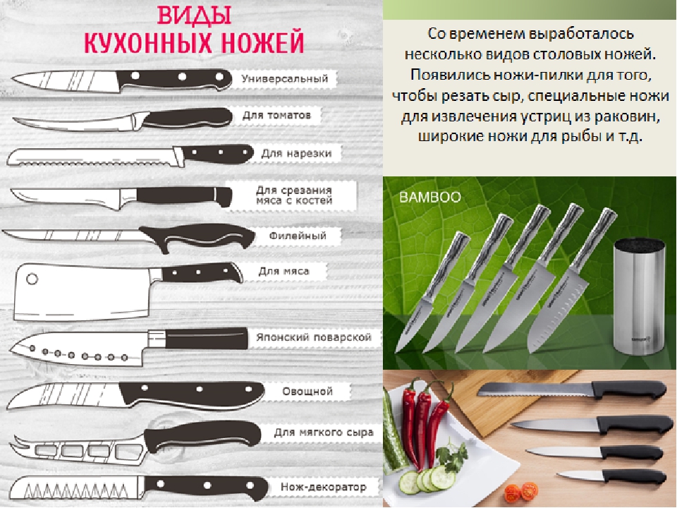 Виды ножей и их названия с фото