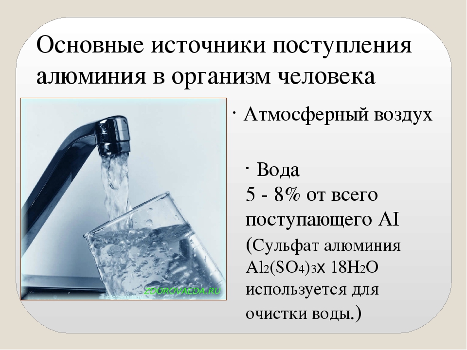 Водный алюминий. Источники поступления алюминия в организм. Роль алюминия в организме человека. Функции алюминия в организме человека. Основные источники алюминия.