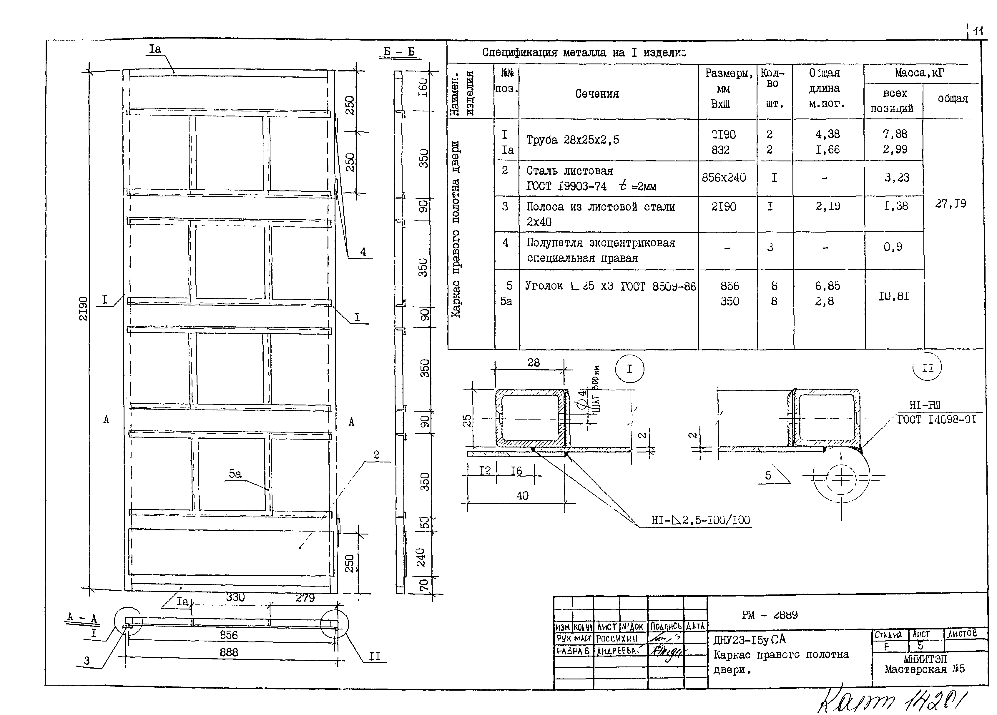Технологическая карта на монтаж металлических дверей