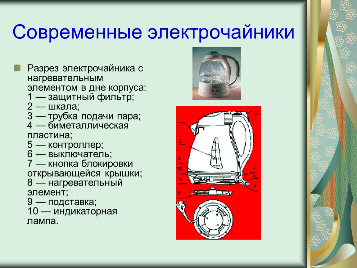 Устройство чайника электрического схема