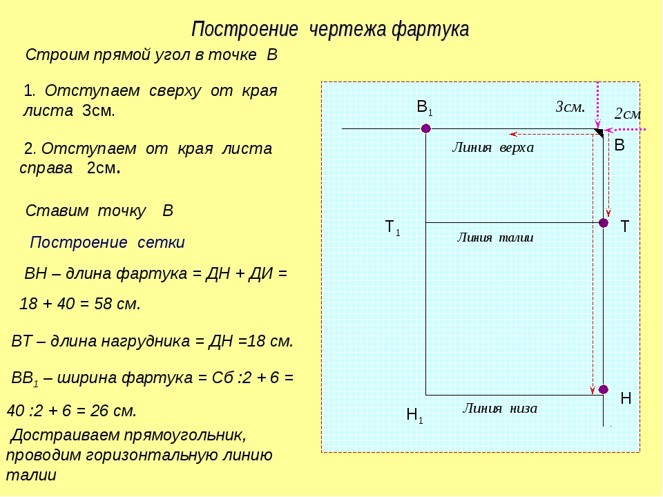 Построение чертежа фартука 6 класс технология