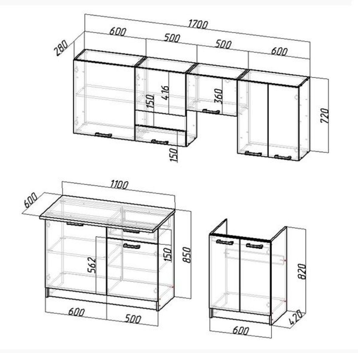 схема кухонного углового верхнего шкафа