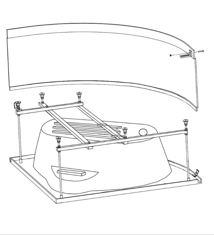 Схема сборки акриловой ванны угловой