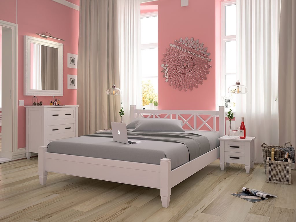 розовая с серым спальня