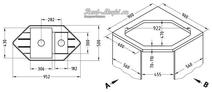 Шкаф для угловой мойки для кухни размеры