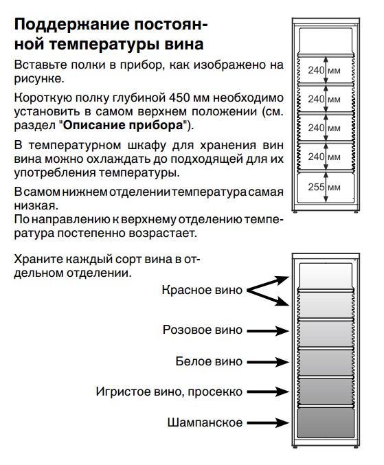 Распределение температуры в холодильнике по полкам